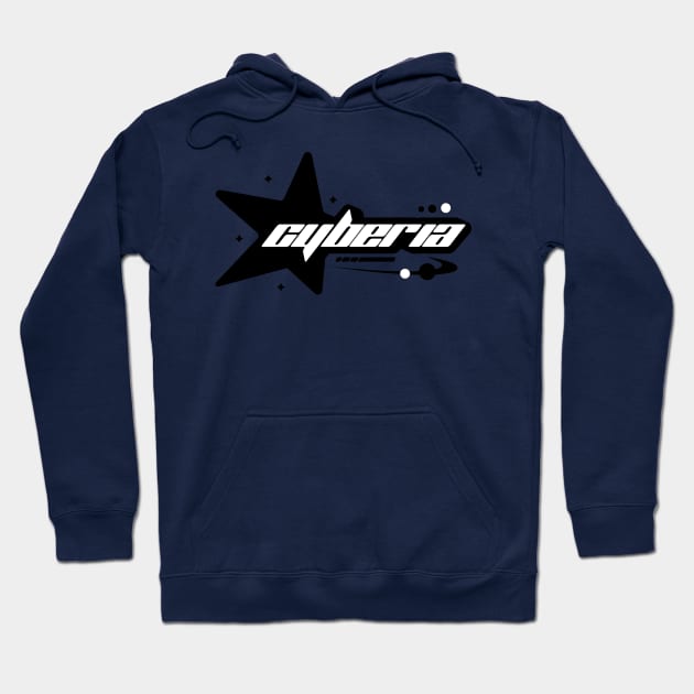 Cyberia Y2K Logo Design Hoodie by Cyber Cyanide